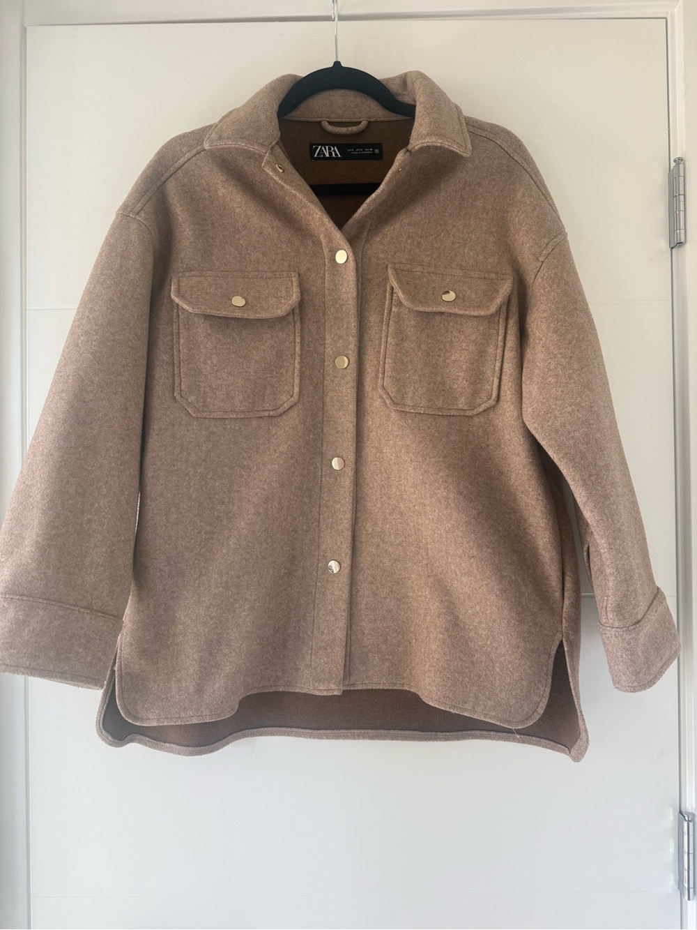 Zara Taupe Utility Shacket with Snap Buttons